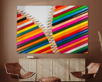 Collectie van bont gekleurde potloden in rits vorm van Tonko Oosterink