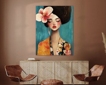 Kleurrijk modern portret van Carla Van Iersel