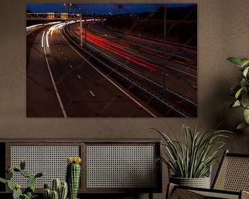 A6 motorway in the dark long shutter speed by Marco Theunissen