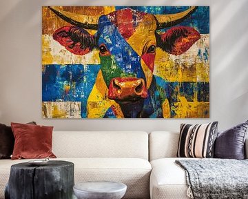 Stier | Stier Kleurrijk van Blikvanger Schilderijen