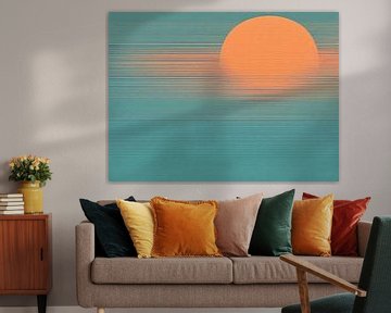 Zonsondergang Kunst | Turkoois Oranje Gradient van Modern Collection