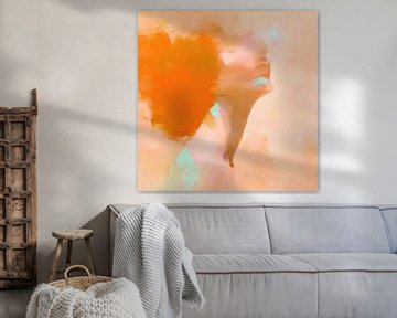 Abstract Vrouw | Oranje Silhouet van De Mooiste Kunst