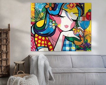 Bunte Frau mit Obst von OMG Art