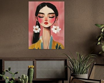 Portret van een meisje in vrolijke kleuren van Carla Van Iersel
