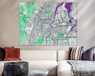 Stadtplan Haarlem | Urban Twilight | Violettgrün von Map Art Studio