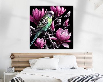 Parakeet on Magnolia Branch II von J.O. Han