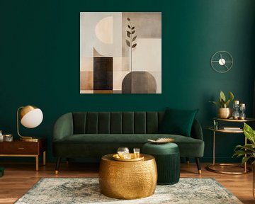 Moderne vormen en lijnen, bohemian stijl van Japandi Art Studio