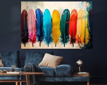 Plumes colorées sur fond abstrait sur Imperial Art House