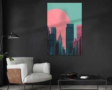 Retro Skyline van New York van Thea