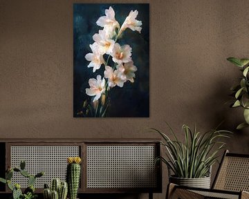 Magische Witte Bloemen in olieverf stijl van Thea