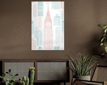 Minimalistische Skyline van New York van Thea