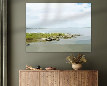 Landschap - Land dat bij vloed overstroomt.
