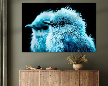 Close-up blauwe vogels met veren van Imperial Art House