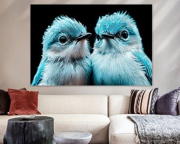 Babyblauwe vogels met druppels van Imperial Art House