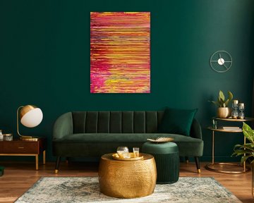 Abstract oil painting, Yellow, Pink, Purple, Blue 