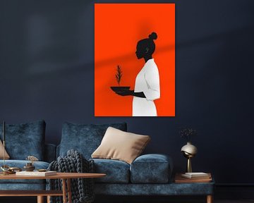 Vrouw leven minimal art plant