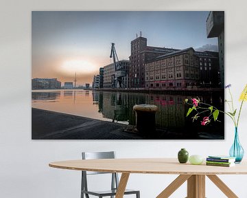 Münster harbour at sunrise