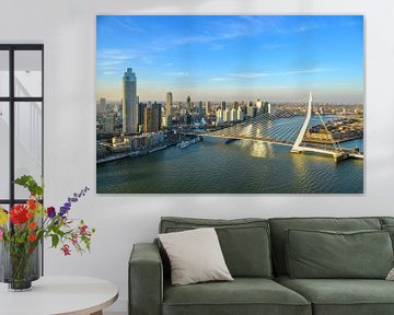 Zonsondergang Rotterdamse skyline bij Erasmusbrug over de Maas van Sjoerd van der Wal Fotografie