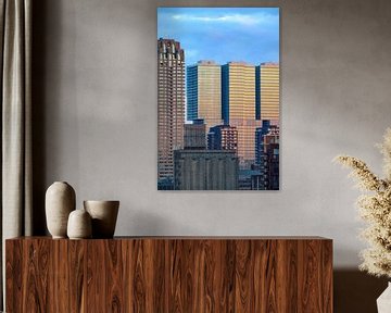 Rotterdam skyline tijdens zonsopgang
