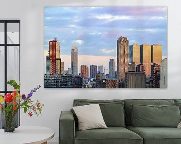 Rotterdam skyline tijdens zonsopgang