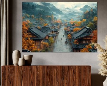 digital image of a japanese art form village