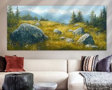 Veld met Stenen van Kunst Kriebels