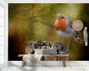 Photo of a robin, Picturesque, Orange, Grey, Green, Brown by Joriali photography and paintings