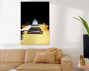 Vintage rock guitar on a dark background, selective focus on the by Andreas Berheide Photography