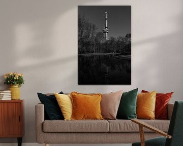 Rotterdam, Euromast in Zwart Wit van U&U Art