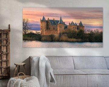 Panorama d'un coucher de soleil au Muiderslot