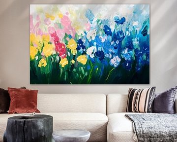 Kleurrijk bloemenveld in schilderstijl van Art & Soul Creations