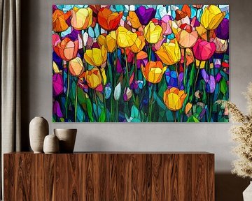 Kleurrijke abstracte tulpenweide van Art & Soul Creations