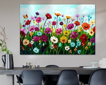 Kleurrijk veld vol bloemen van Art & Soul Creations