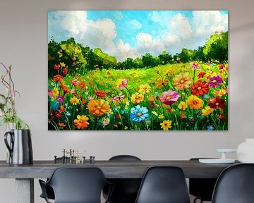 Kleurrijk bloemenveld in de natuur van Art & Soul Creations