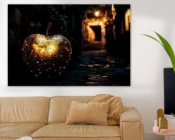 Golden apple in atmospheric street by Imperial Art House