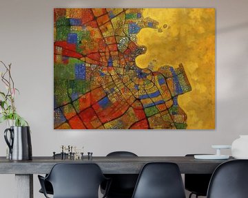 Stadskaart Doha | Wereldsteden | Goud-Rood-Groen van Map Art Studio