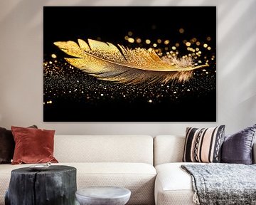 Golden feather with sparkles by Imperial Art House