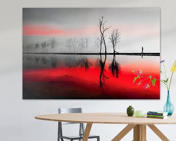 Wanderer und Baeume am Ufer-02 von Rautenberg Digital Art Maritim