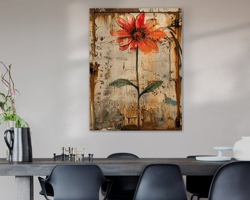 Muur graffiti rode bloem verval geschiedenis verleden van gm_designs