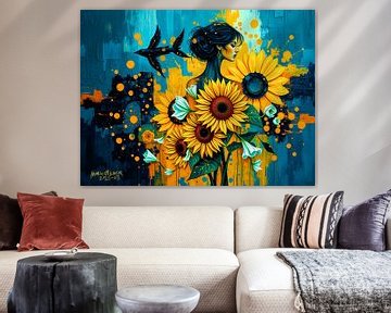 Etherische fluisteringen: abstracte vormen en zonnebloemen van The Art of Mark Fischer