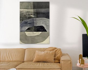 Brutalistische stijl, abstracte vormen in donkere neutrale kleuren. van Dina Dankers
