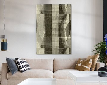 Wabi-sabi-stijl. Retro patroon in neutrale kleuren. Taupe en wit. van Dina Dankers
