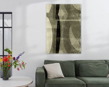 Neutrale abstracte vormen op linnen in Wabi-sabi-stijl van Dina Dankers