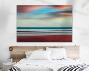 Abstract beach scene in evening light by Dirk Wüstenhagen