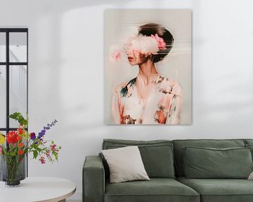Roze explosie, abstract portret van Carla Van Iersel
