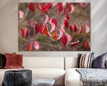 rode bladeren van de bloeiende kornoelje, grafisch van Steffi Hommel