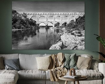 Pont Du Gard black and white by Manfred Voss, Black-White Photography