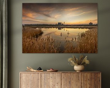 Magischer Sonnenuntergang am alten Hafen von Schokland von Peter Abbes