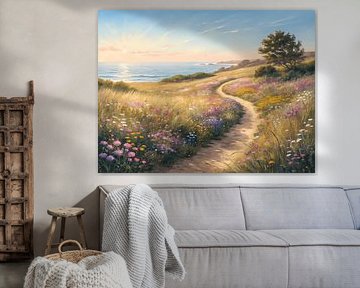 Chemin côtier au coucher du soleil