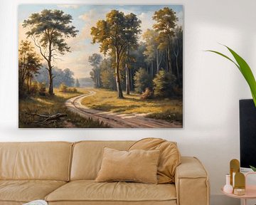 Gouden pad door het bos van Artistic